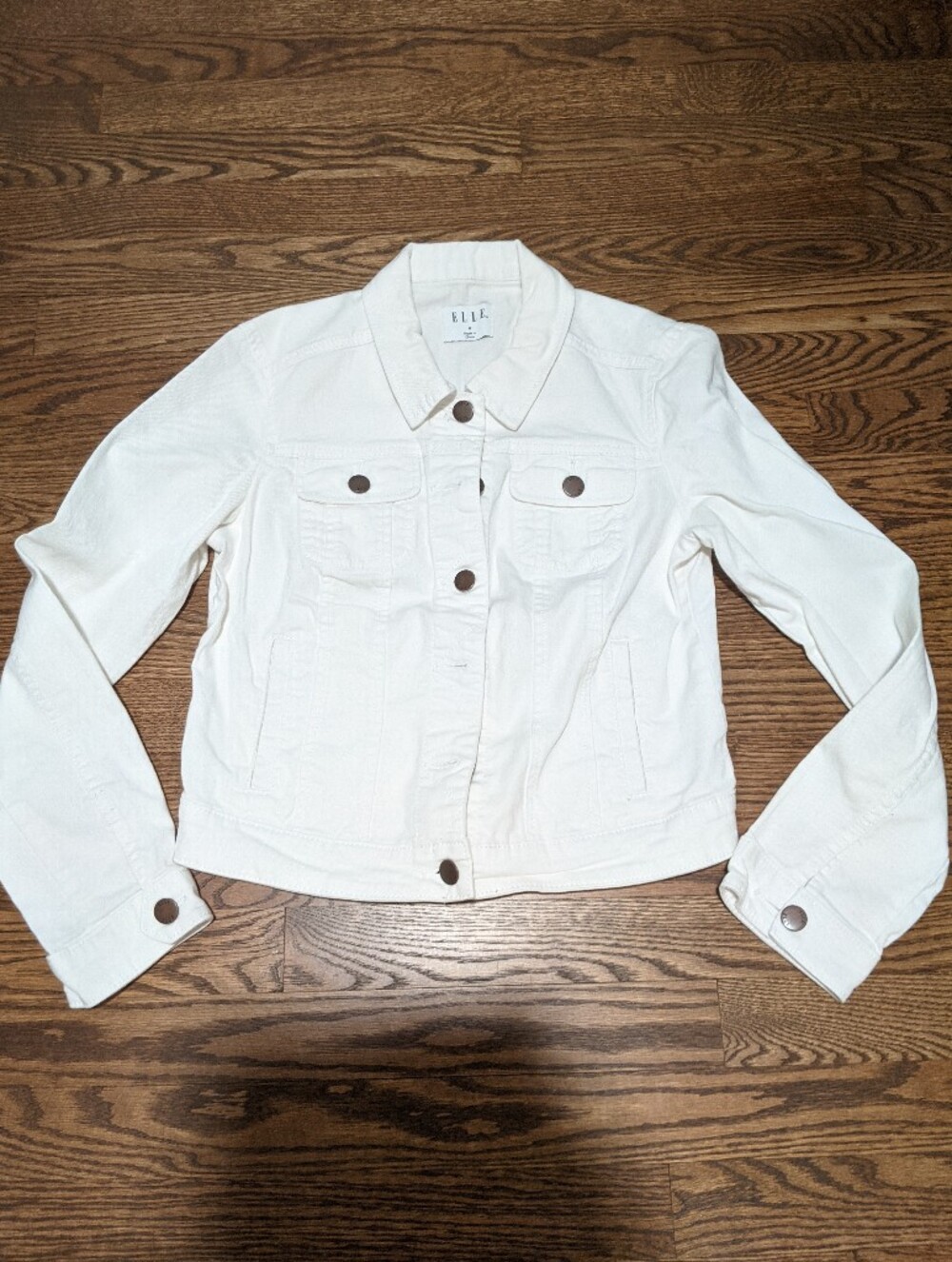 ELLE White Cotton Denim Jacket